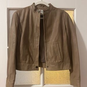Vintage 100% Leather Moto Jacket (tan)
